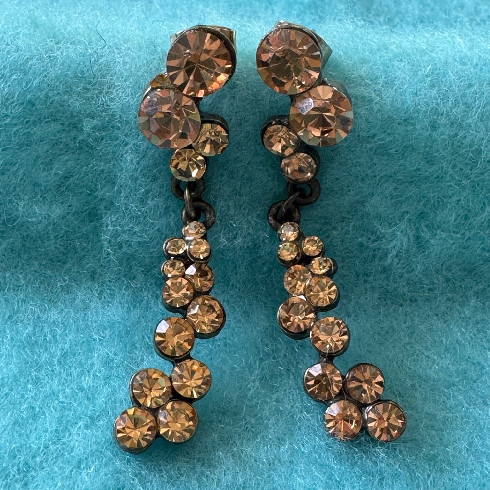 Gold Peach Jewelled Earrings